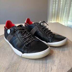 Plae Mulberry Black Red Full Grain Leather Men's Casual Sneakers Shoes Size 7